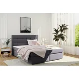 kaiser möbel Boxspringbett mit matratze und bettkasten, Schlafbett FADO stoff Sawana Graphit 180x200 cm - Grau