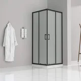 iflair DANIELLE Eckdusche mit Schiebetür rechts 80 x 180 cm Schwarz/Satiniert DK79