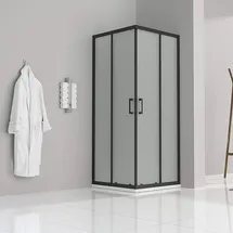 iflair DANIELLE Eckdusche mit Schiebetür rechts 80 x 180 cm Schwarz/Satiniert DK79