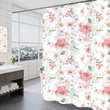 GONOVE Duschvorhang für Badezimmer 240 x 200 cm Schimmelresistent Dicke Polyester Stoff Rosenblüten Duschvorhang Liner Wasserdichter langer Badevorhang mit Haken, waschbar und gewogen Saum