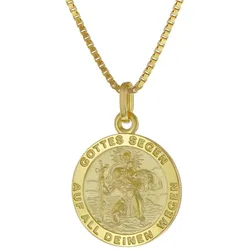 trendor 41374 Christophorus Anhänger Gold 333 mit vergoldeter Silber-Halskette, 45 cm