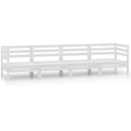 vidaXL Garten-Lounge-Set 4-tlg. weiß Kiefer
