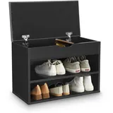 Juskys Schuhregal mit Klappdeckel und gepolstertem Sitz 60x30x44 cm - Schwarz