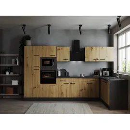 Respekta Winkelküche L-Form 340 x 172 cm Grau Matt Eiche