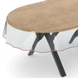 ANRO Transparente Tischdecke Schutzdecke Glasklar Durchsichtig Klarsichtfolie - Marta - 0,3mm Oval 280x140cm Farbe Rosa Transparent abwaschbar Tischfolie Tischschutz PVC wasserabweisend