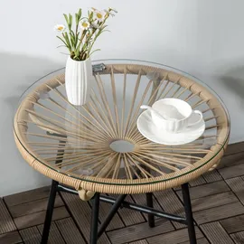 Outsunny Beistelltisch Ø 50 x 52 cm Beige
