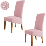 RAKTOV Stuhlhussen XL Größe 2 Stück, Stuhlhussen mit hoher Rückenlehne, Stuhlhussen für Esszimmer, Hotel, abnehmbar, waschbar, Stuhlhussen für Esszimmerstühle, Schonbezüge, Rosa