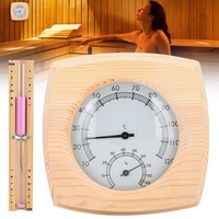 2 in 1 Funktion Sauna Thermometer Hygrometer: Sauna thermometer mit Rotierender Sanduhr Holz, Automatische Kalibrierung Sauna Hygrometer für eine genaue Messung der Temperatur, Luftfeuchtigkeit