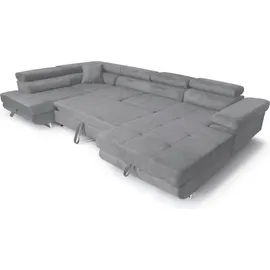 sofiland Ecksofa Aller U XXL-Ecksofa mit Schlaffunktion und zwei Bettkästen in Hellgrau, linke Seite - Hellgrau