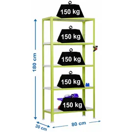 Proregal Fachboden Metall 180x80x30 cm Grün/Weiß