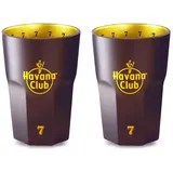 2 Stück Originale Havana Club Longdrink Gläser (7) Jahre Rum Limited Edition- 0,34l - Schwarz Gold