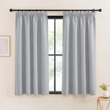 KGORGE Verdunklungsgardine Kräuselband für Schiene 2er Set 160 x 140 cm(HxB) Schlafzimmer Vorhänge Grau Blickdicht Thermovorhang Hitzeschutz Gardinen Thermo, Hellgrau