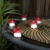 ETC Shop Solar Pilz Solar Terrassenbeleuchtung für Außen Lichterkette 6x Fliegenpilze, LED Akku, L 270 cm, Garten Terrasse