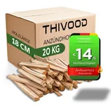 Anzündholz 20 KG THIVOOD – 18 cm Anfeuerholz für Zuhause – trockenes Kaminholz aus Fichte und Kiefer – Anmachholz ofenfertig und ideal für Feuerschale, Pizzaofen, Grill und Kamin