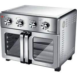 TurboTronic digitaler Heißluftofen - XXL 32 Liter mit Drehspieß für Hähnchen 4in1 Mini Backofen & Power Heißluftfritteuse Airfryer ab 80°C