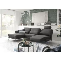 Ecksofa 3C CANDY "Kairo modernes Multifunktions-Sofa, bequem, L-Form", grau, B:317cm H:87cm T:188cm, 100% Polyester, Sofas, inklusive Drehsitz, Armlehnen- und Rückenverstellung