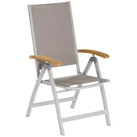 gardenson Gartentischgruppe Naxos, Grau, Silber, Akazie, Holz, Metall, Textil, Akazie, Hartholz, Uni, rechteckig, Fsc, Gartenmöbel, Gartenmöbel-Sets