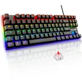 THE G-LAB Mercury TKL Mechanische Gaming-Tastatur, 87 Tasten, kabelgebunden, USB, AZERTY, Französisch, LED-Hintergrundbeleuchtung, Mehrfarbig, kompaktes Gaming ohne Nummernblock, PC/PS4/PS5/Xbox