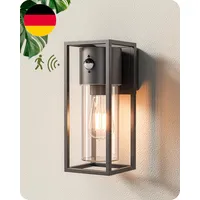 EDISHINE Außenwandleuchte Aluminium IP44 mit Bewegungsmelder ohne Leuchtmittel schwarz
