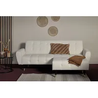 Jahnke 3-Sitzer JAHNKE "CHILLAX DREAM", weiß (boucle sanftes weiß), B:213cm H:83cm T:83cm, Sofas, mit Schlaffunktion, Seitentasche, Hocker frei positionierbar, B:213 cm