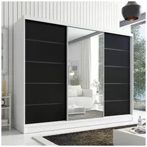 A&J MöbelLand Schiebetürenschrank AURELIA 2 200 x 0 x 0 cm Weiß/Schwarz