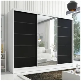 A&J MöbelLand Schiebetürenschrank AURELIA 2 200 x 0 x 0 cm Weiß/Schwarz