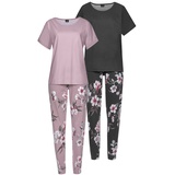 VIVANCE DREAMS Damen Pyjama lila-geblümt-schwarz Gr.36/38