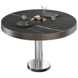 GGM Möbel BML | Bistro Loungetisch | Ø:H 50 x 41 cm | Schwarz Marmor / Edelstahl