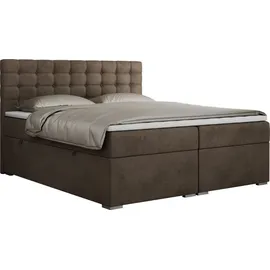 MKS Meble Boxspringbett 180x200 mit Bettkasten, Bett 180x200 mit Matratze und Topper - SUSAN - 180x200 - Braun - Velvet - H4 - Braun