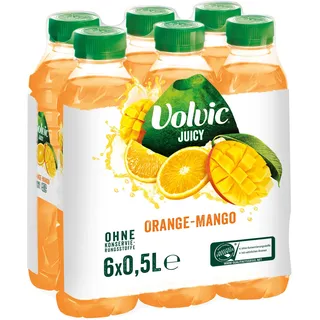 Volvic Juicy Orange-Mango – Mit Mehrfruchtsaft aus Fruchtsaft"konzentraten – Nur natürliche Aromen – 6 x 0,5 l