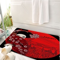 SHIVNAMI Badematte rutschfeste Badezimmermatte Super saugfähiges Wasser,Japan Geisha japanische Frau asiatische schöne Billoard schwarzhaarig,einfach zu reinigen und zu trocknen Badezimmermatten