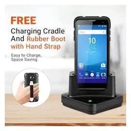 Tera Android Barcode Scanner mit Ladestation 5.5" Tragbarer Handheld Mobile Computer PDA mit 1D 2D QR Scanner Android 9 Zebra SE4710 NFC Wi-Fi GPS BT HD-Display für Logistik P166