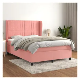 vidaXL Boxspringbett mit Matratze Rosa 140x200 cm Samt