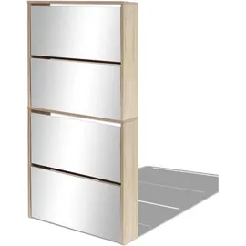 vidaXL Schuhschrank 63 x 17 x 134 cm mit Spiegel / braun