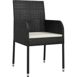 vidaXL Polyrattan Garten-Essgruppe 5-tlg. schwarz inkl. Kissen 3185144