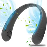 Tragbarer Halsventilator, leiser USB-Ventilator ohne Flügel, Nackenventilator, Nackenkühler (schwarz)
