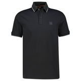 Boss Herren Passertip Slim-Fit Poloshirt aus gewaschenem elastischem Baumwoll-Piqué Schwarz