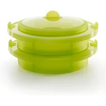 LéKué 2-stufiger Dampfgaraufsatz, grün, Silikon, 22 cm, 3400702V09U004, 22x22x8 cm