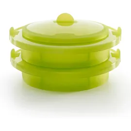 LéKué 2-stufiger Dampfgaraufsatz, grün, Silikon, 22 cm, 3400702V09U004, 22x22x8 cm