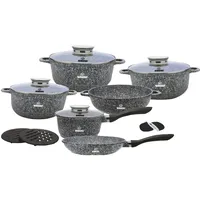 kochtopfset induktion Hemberg 14-tlg Gussaluminium Antihaft-beschichtete Marmor Töpfe - HB-7042