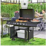 Outsunny Gasgrill Grillwagen 129,5 x 56 x 110 cm Schwarz