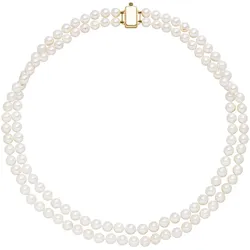 Perlenkette FIRETTI "Schmuck Geschenk Gold 585 Halsschmuck Halskette", gold (gelbgoldfarben, weiß), Halsketten, Damen, Gelbgold 585-Seide-Perlen, L: 43cm B: 12mm, Gelbgold 585, Seide, Perlen, Made in Germany - mit Akoyazuchtperle, B:12mm