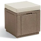 KETER Cube Sitzhocker 42 x 42 x 39 cm cappuccino/sand inkl. Kissen