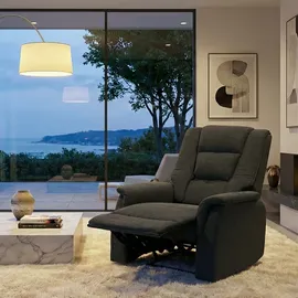 Mendler Fernsehsessel HWC-F23, Relaxsessel Liege Sessel, Stoff/Textil 102x79x96cm ~ grau ohne Massage- und Wärmefunktion