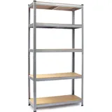 Humberg Lagerregal Metall 30 x 90 x 180 cm Silber 5 Ablagen
