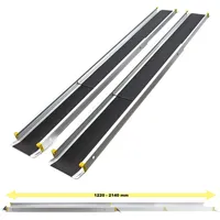 XPOtool Wiltec 2x Alu Teleskop-rampe 270 kg 121,5-213,5 cm mit Antirutsch-belag & seitlich erhöhten Schienen, Rollstuhlrampe