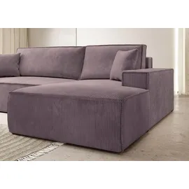 Selsey Sofa Ecksofa Eckcouch Schlafsofa Couch Mit Schlaffunktion und Bettkasten, Ottomane Rechts Cordbezug in Rosa