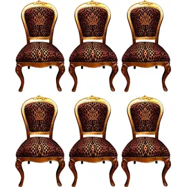 Casa Padrino Pompöös by Casa Padrino Luxus Barock Esszimmerstühle Krone mit Glitzersteinen Leopard / Gold - Esszimmer Set - 6 Pompööse Barock Stühle designed by Harald Glööckler