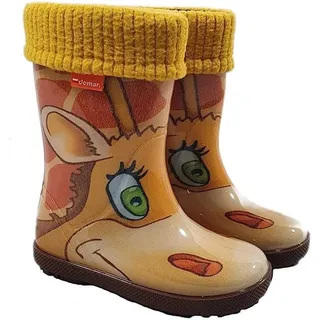 Goldkids Demar LUX Gummistiefel Regenstiefel Kinderstiefel gefüttert mit Innensocken Mädchen Jungen (Giraffe, numeric_22) - Braun - 22-23