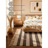 HANSE HOME Playa natur, weiß, schwarz, B:200cm H:6mm L:300cm, Jute, Teppiche, Teppich, Jute, Handgemacht, Naturteppich, Wohnzimmer, Läufer, Fransen